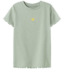Name It T-Shirt - Rib - NmfVivemma - Aqua Grijs/Lemon