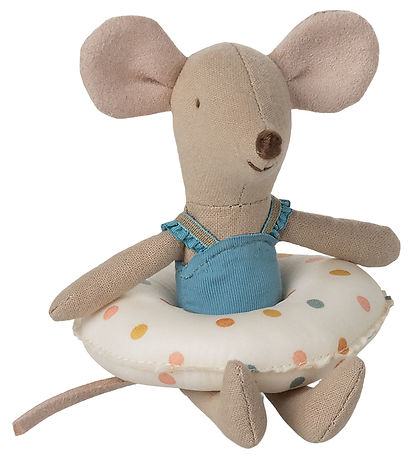 Maileg Beach mouse w. Swim Ring - Little sister - Multi Dots