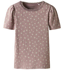 Name It T-Shirt - Rib - NmdHoise - Purple Dove m. Bloemen