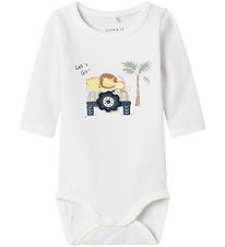 Name It Romper l/s - NbmHol - Bright White m. Print