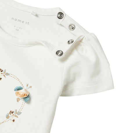 Name It Bodysuit s/s - NbfHillie - Cloud Dancer w. Print