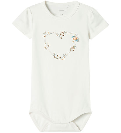 Name It Bodysuit s/s - NbfHillie - Cloud Dancer w. Print