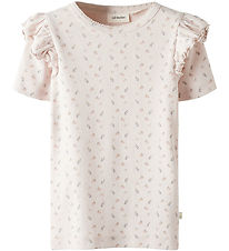 Lil' Atelier T-Shirt - Rib - NmfGago - Peach Blush m. Bloemen