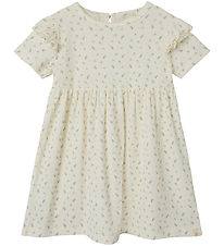 Lil' Atelier Jurk - Rib - NmfGago - Coconut Melk m. Bloemen