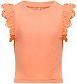 Kids Only Top - Rib - KogDrea - Salmon w. Embroidery Anglaise