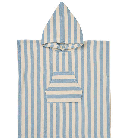 Wheat Towel Poncho - Little - Terrycloth - Blue Swim Stripe