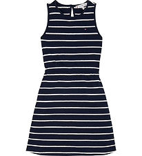 Tommy Hilfiger Klänning - Bomull/Lin - Dark Natt Marinblå Stripe
