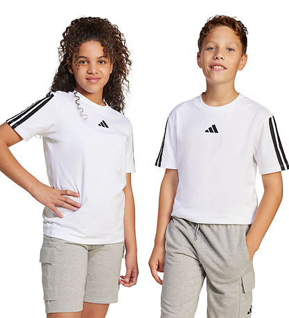 adidas Performance Stuttermabolur - J 3S 160 - Hvítt/Svart M. Ló
