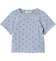 Lil' Atelier T-shirt - Knitted - NmfJola - Zen Blue w. Pointelle