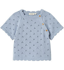 Lil' Atelier T-Shirt - Gebreid - NmfJola - Zen Blue m. Pointelle