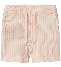 Lil' Atelier Shorts - Rib - NmfHulla - Peach Blush w. Hearts