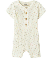 Lil' Atelier Summer Romper - Rib - NbfHulla - Coconut Milk w. Bl