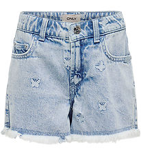 Kids Only Shorts - KogRobyn - Lyseblå Denim/Sommerfugl
