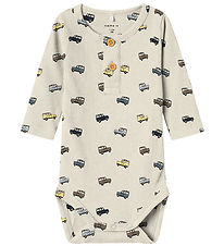Name It Romper l/s - Rib - NbmHukab - Peyote Melange m. Auto's