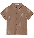 Fliink Overhemd s/s - Hello - Pijnboom Bark Cactus Aop