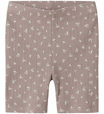 Name It Fietsbroek - Rib - NmfHoise - Purple Dove m. Bloemen