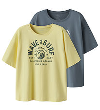 Name It T-shirt - NkmVictor - 2-Pack - Lemon Meringue/Blue Mirag