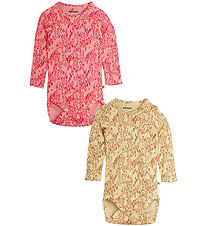 Mini Rodini Bodysuit l/s - 2-Pack - Pink/Beige w. Leopard Print