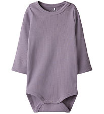 Name It Romper l/s - Rib - NbfHelma - Elderberry
