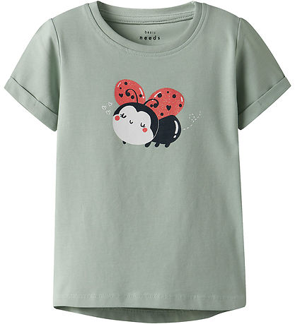 Name It T-Shirt - NmfVix - Aqua Grijs/Ladybird