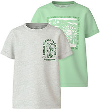 Name It T-shirts - NkmVux - 2-Pack - Honeydew/Light Grey Melange