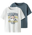Name It T-Shirt - NmmVictor - 2er-Pack - Blue Mirage/Bright Whit