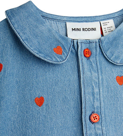 Mini Rodini Dress - Denim - Blue w. Hearts