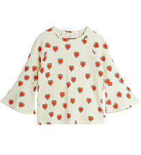 Mini Rodini Blouse - Rib - Offwhite w. Hearts