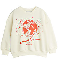 Mini Rodini Sweatshirt - Samhälle - Offwhite/Röd