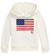 Polo Ralph Lauren Hoodie - Vit m. Flagga