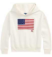 Polo Ralph Lauren Hoodie - Vit m. Flagga