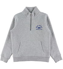GANT Sweatshirt - Graphic Half Zip - Lysegråmeleret