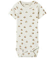 Lil Atelier Romper s/s - Rib - NbmLavo - Coconut Melk m. Boten