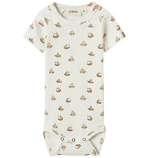 Lil Atelier Romper s/s - Rib - NbmLavo - Coconut Melk m. Boten