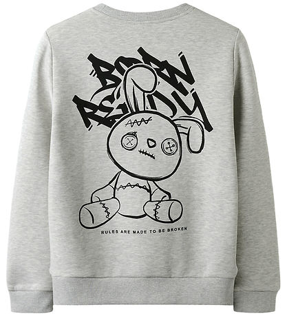 LMTD Sweatshirt - NlmEddy - Light Grey Melange w. Print