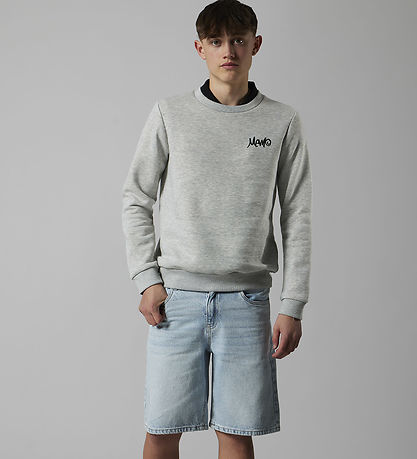 LMTD Sweatshirt - NlmEddy - Light Grey Melange w. Print