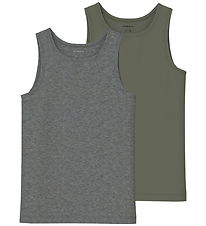 Name It Linnen - Nej - NkmTank - 2-pack - Te Leaf/Dark Grön