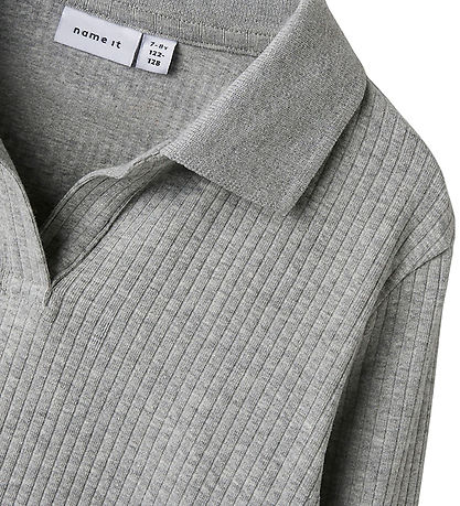 Name It Poloshirt - Rib - NkfDusa - Grey Melange