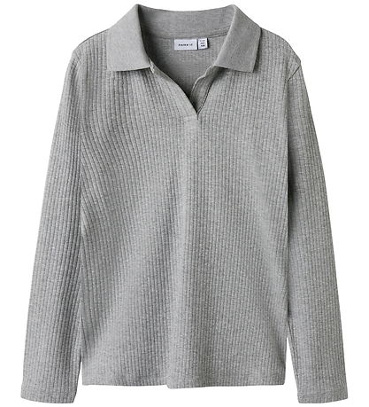 Name It Poloshirt - Rib - NkfDusa - Grey Melange