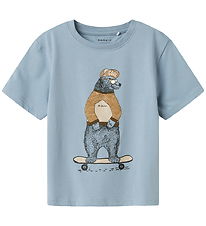 Name It T-shirt - NmmLinden - Dusty Blue w. Bjorn
