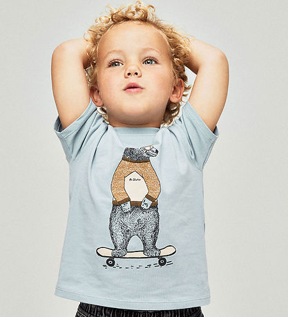 Name It T-Shirt - NmmLinden - Dusty Blue m. Bjorn