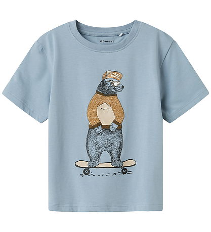 Name It T-Shirt - NmmLinden - Dusty Blue m. Bjorn