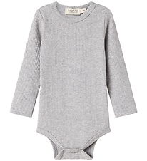 MarMar Bodysuit l/s - Rib - Modal - Noos - Light Grey Melange