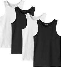 Name It Linne - Noos - NkmTank - 4-pack - Svart/med 2 x ljusstyr