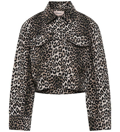 Kids Only Jeansjacka - KogSandra - Lumi Printed - Svart/Leo