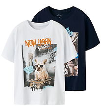 Name It T-shirt - NkmVoto - 2-Pack - Navy Blazer/Bright White