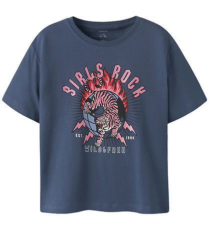 Name It T-shirt - NkfKassandra - Blue Indigo w. Glitter
