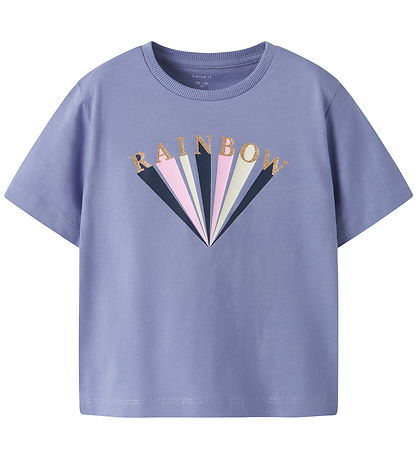Name It T-shirt - NmfKatinka - Purple Impression w. Glitter