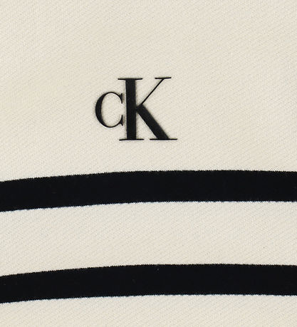 Calvin Klein Hoodie - Logo Ränder med boxig passform - White Cap