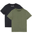 Calvin Klein T-shirt - 2-Pack - Embro Logo - Dusty Olive/Ck Blac